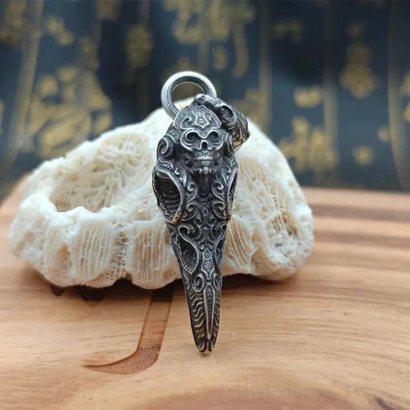 Silver Skull Bird Head Pendant-ToShay.org