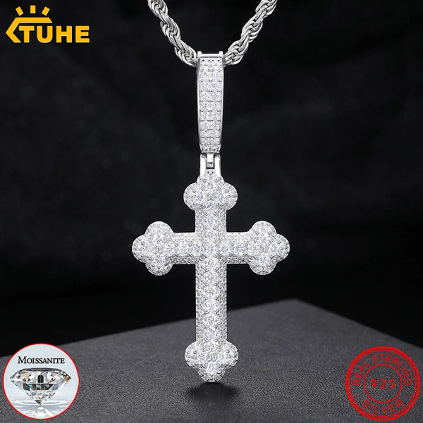 Silver Diamond Cross Pendant-ToShay.org