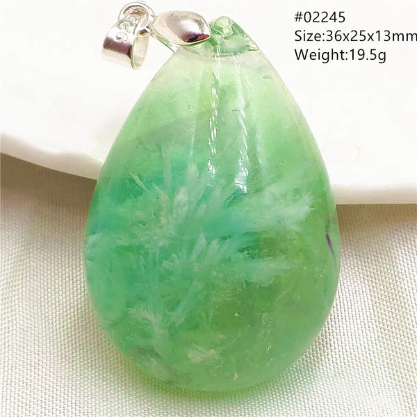 Green Feather Fluorite Pendant-ToShay.org