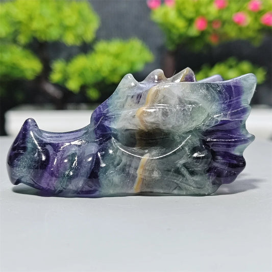 Rainbow Fluorite Dragon Skull-ToShay.org
