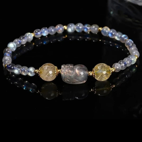 Grey Moonstone Pixiu Bracelet-ToShay.org