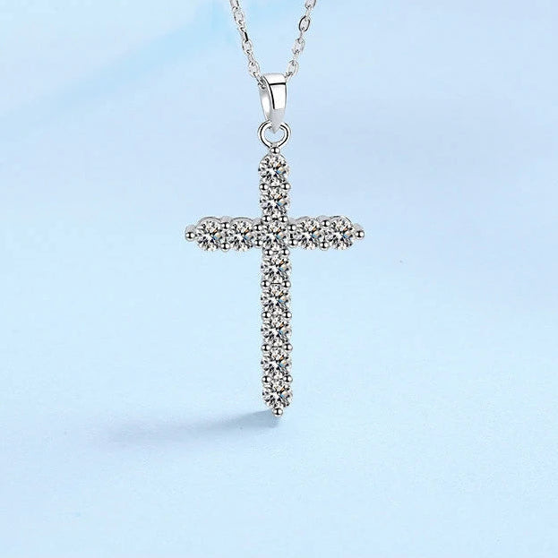 Silver Diamond Cross Pendant-ToShay.org