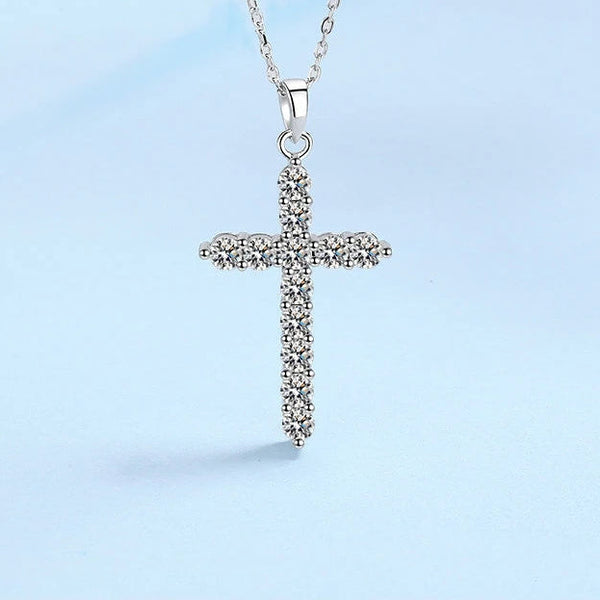 Silver Diamond Cross Pendant-ToShay.org