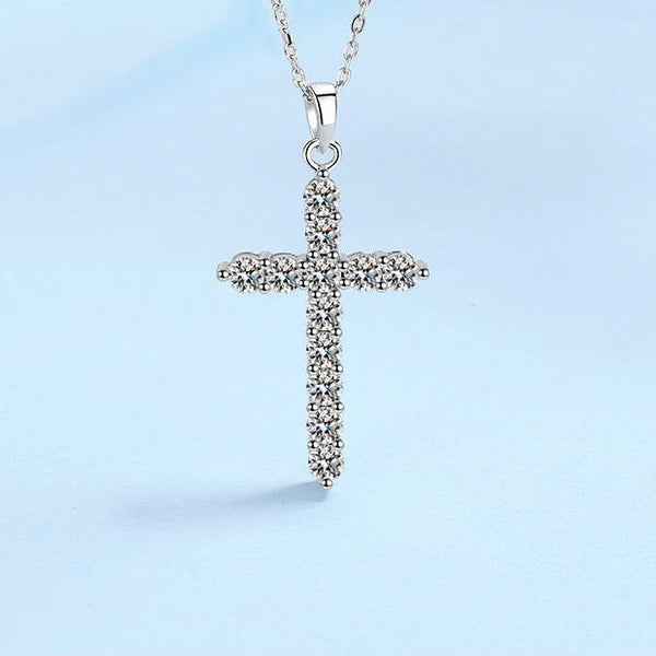 Silver Diamond Cross Necklaces-ToShay.org