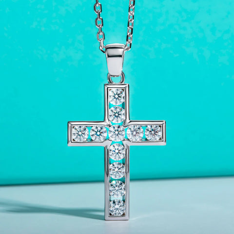 Silver Diamond Cross Pendant-ToShay.org