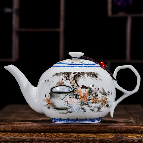 White Painted Porcelain Teapots-ToShay.org