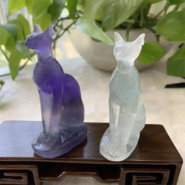 Fluorite Cat Statues-ToShay.org