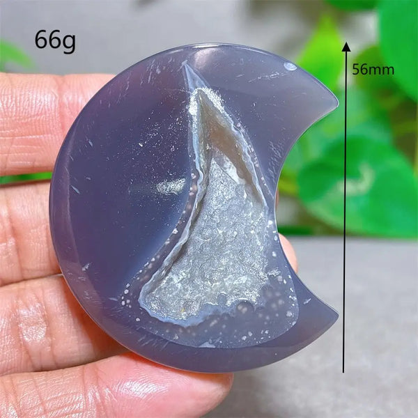 Grey Agate Silk Druzy Moon-ToShay.org