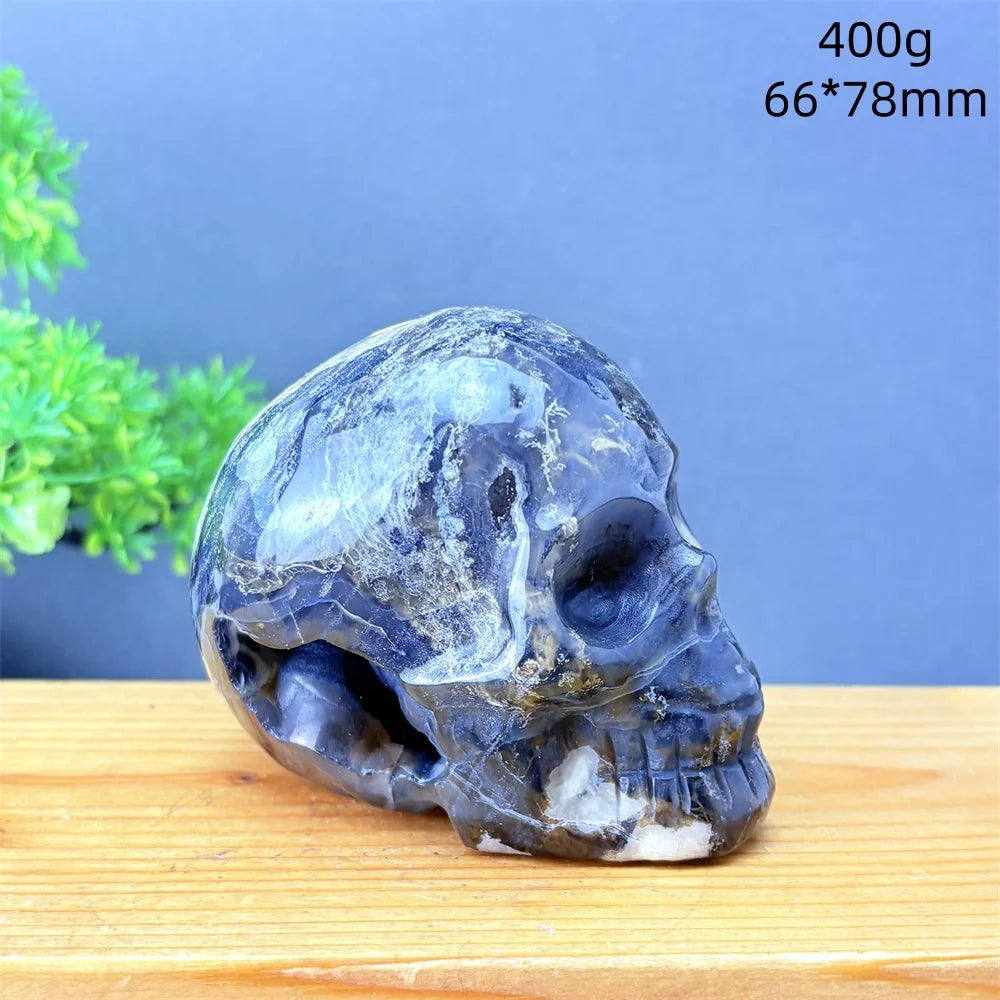 Grey Volcanic Agate Skull-ToShay.org