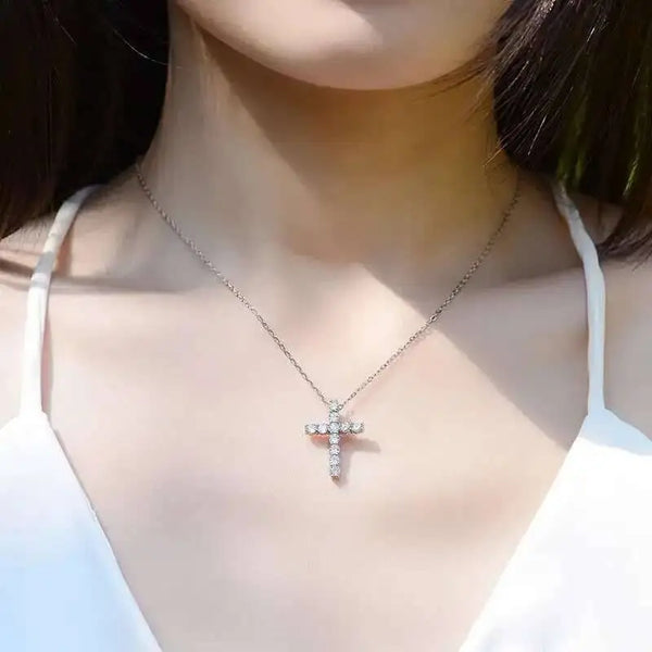 Sliver Crystal Cross Pendant-ToShay.org