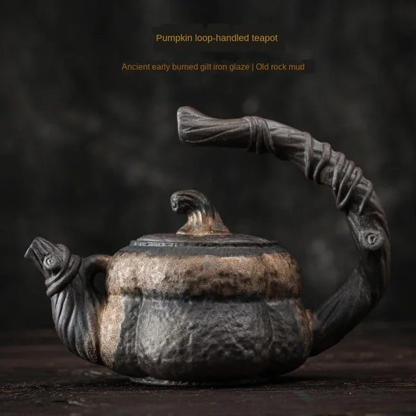 Pumpkin Loop Handled Teapot-ToShay.org