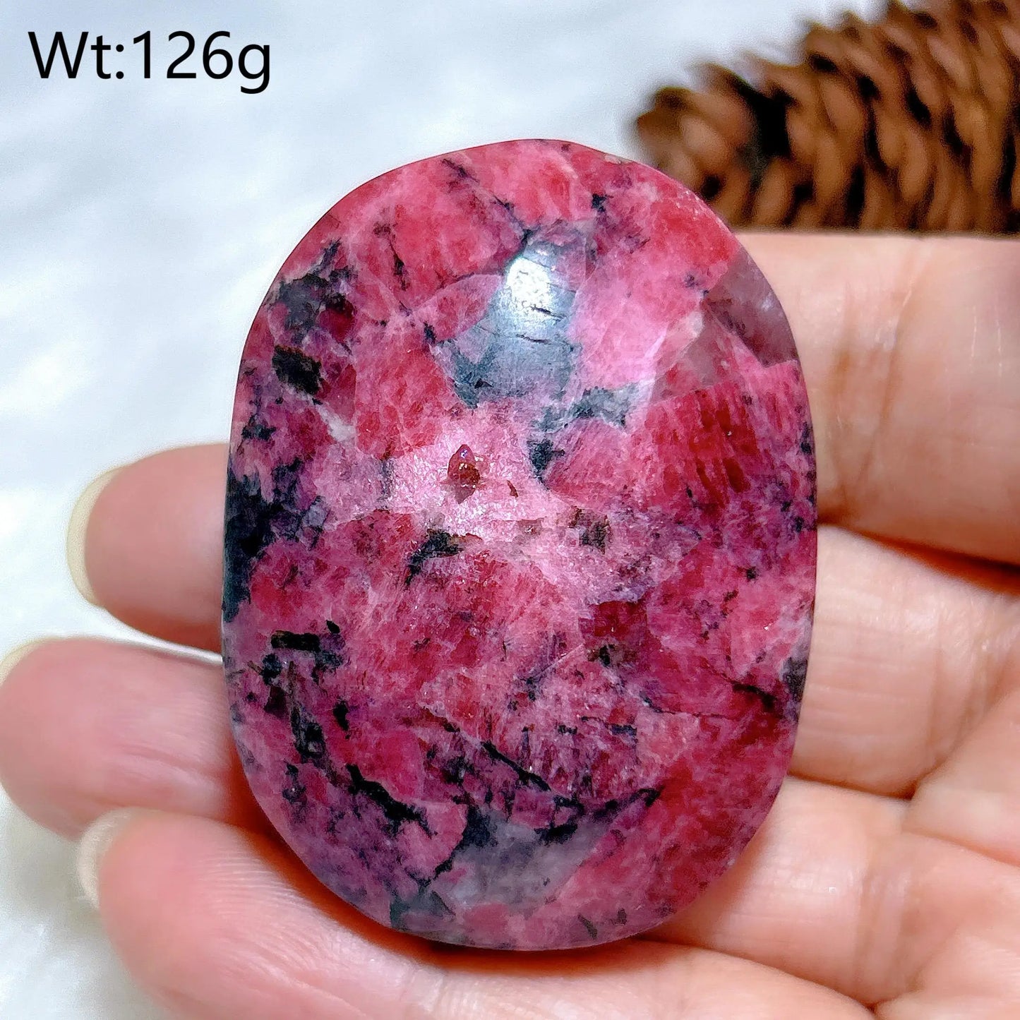 Pink Rhodonite Palm Stone-ToShay.org