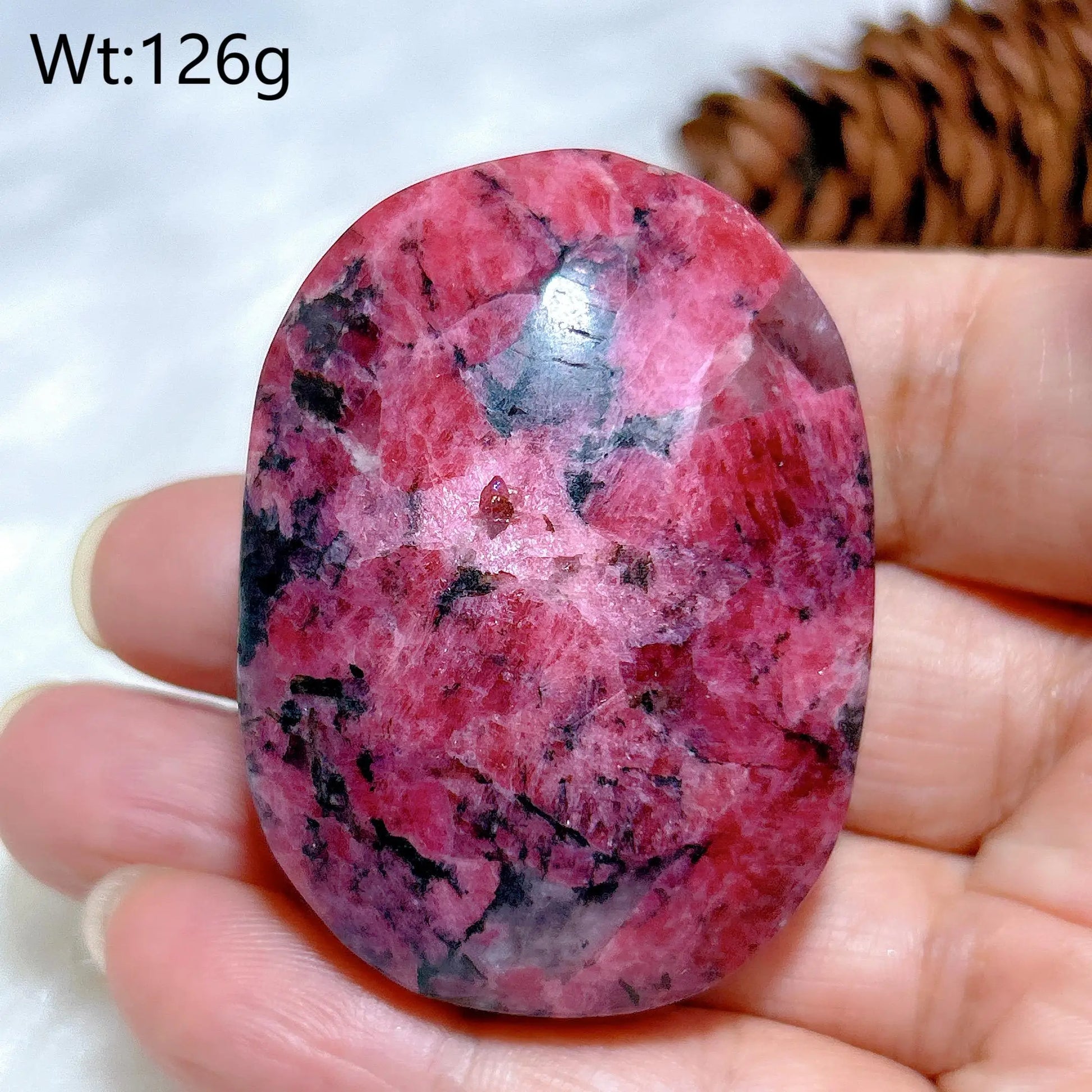 Pink Rhodonite Palm Stone-ToShay.org