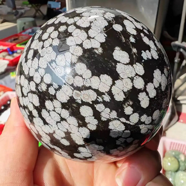 Black Snowflake Obsidian Ball-ToShay.org