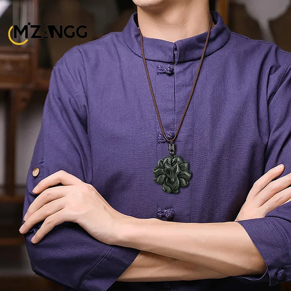 Black Ink Jade Fox Pendant-ToShay.org