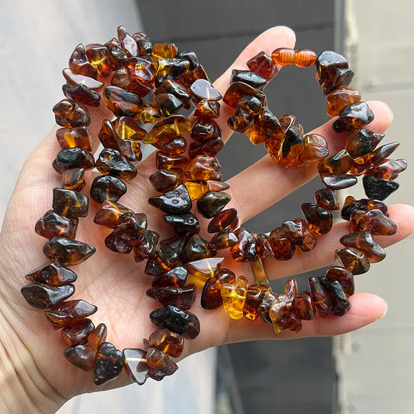 Yellow Amber Bead Necklace-ToShay.org