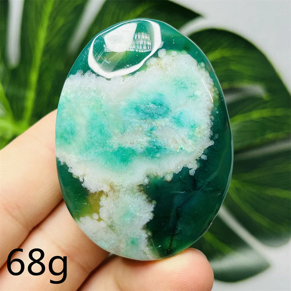 Green Flower Agate Palm Stone-ToShay.org