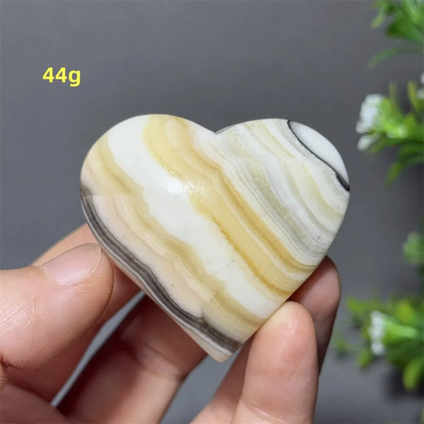 Black Yellow Stripe Calcite Heart-ToShay.org