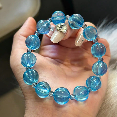Blue Aquamarine Pumpkin Bracelet-ToShay.org