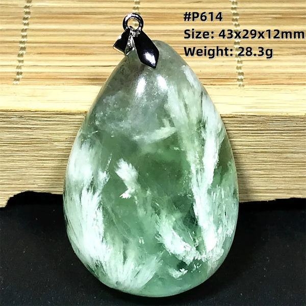 Green Feather Fluorite Pendant-ToShay.org
