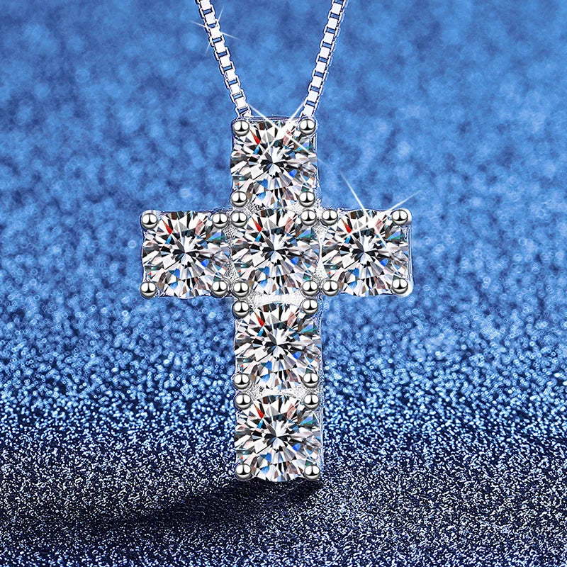 Silver Diamond Cross Necklace-ToShay.org