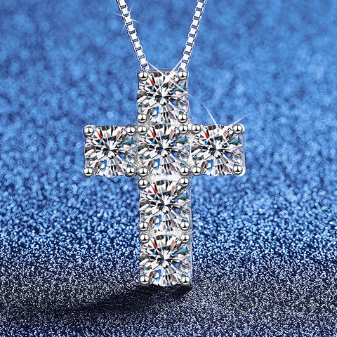 Silver Diamond Cross Necklace-ToShay.org
