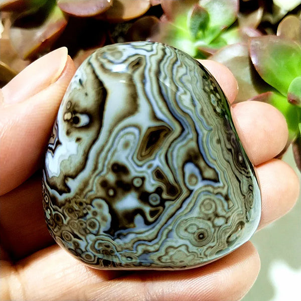 Red Flower Agate Palm Stone-ToShay.org