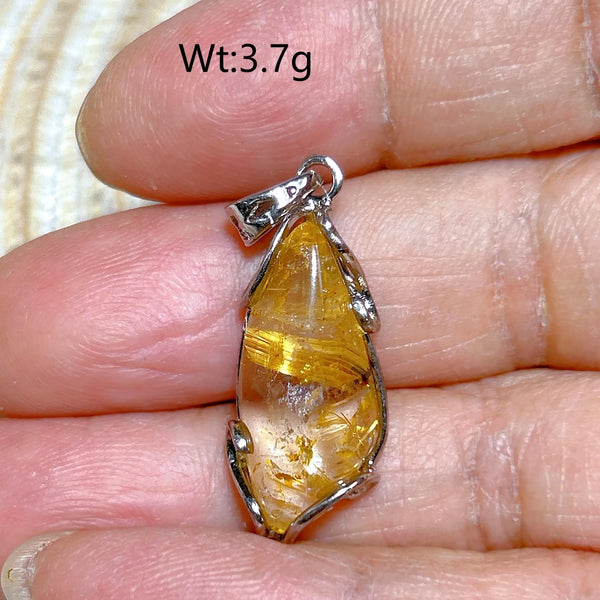 Gold Rutilated Pendant-ToShay.org