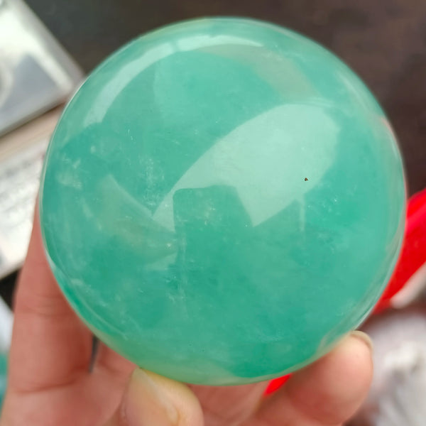 Green Feather Fluorite Ball-ToShay.org