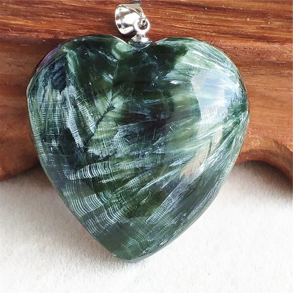 Green Seraphinite Heart Pendant-ToShay.org