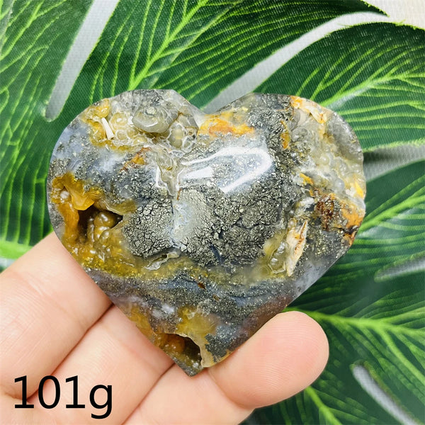 Yellow Chalcopyrite Agate Heart-ToShay.org