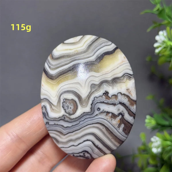 Grey Striped Calcite Palm Stone-ToShay.org