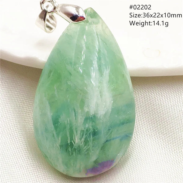 Green Feather Fluorite Pendant-ToShay.org