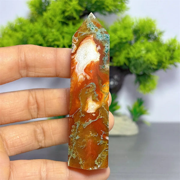 Red Green Moss Agate Point-ToShay.org