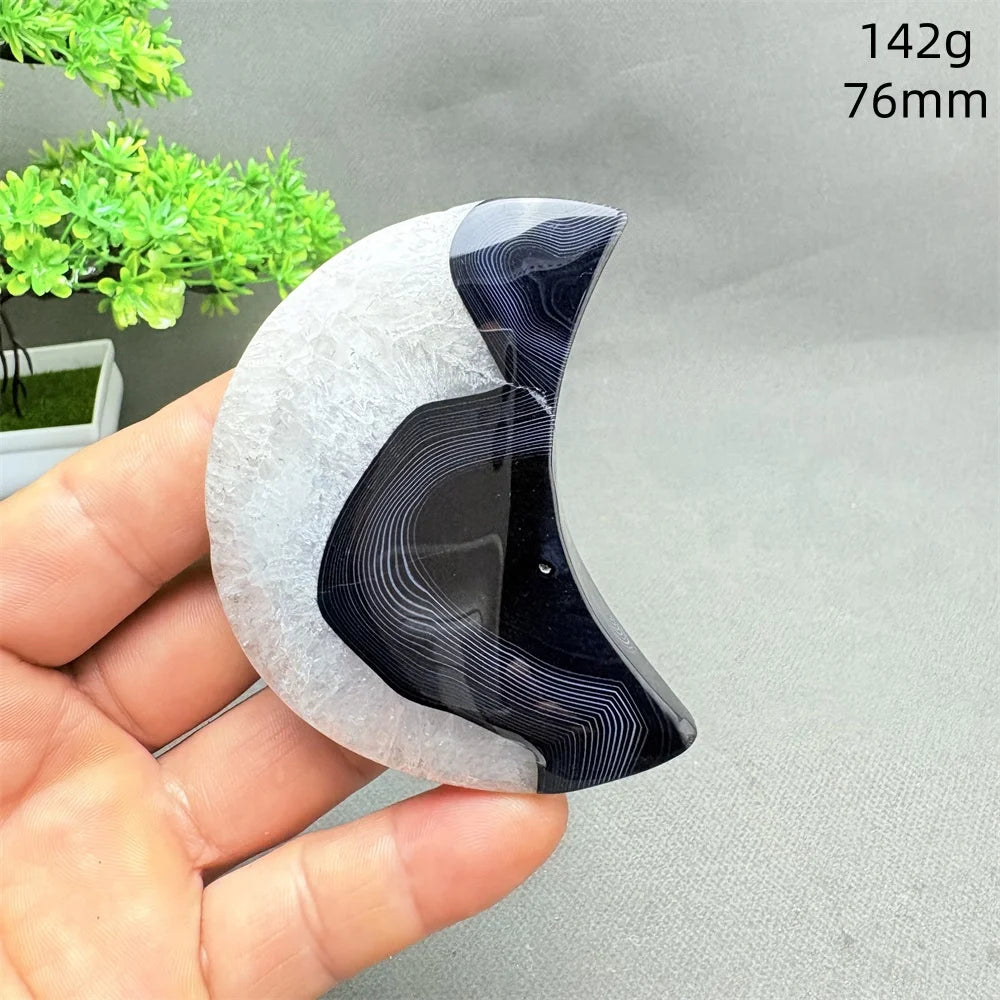 Black Agate Crescent Moon-ToShay.org