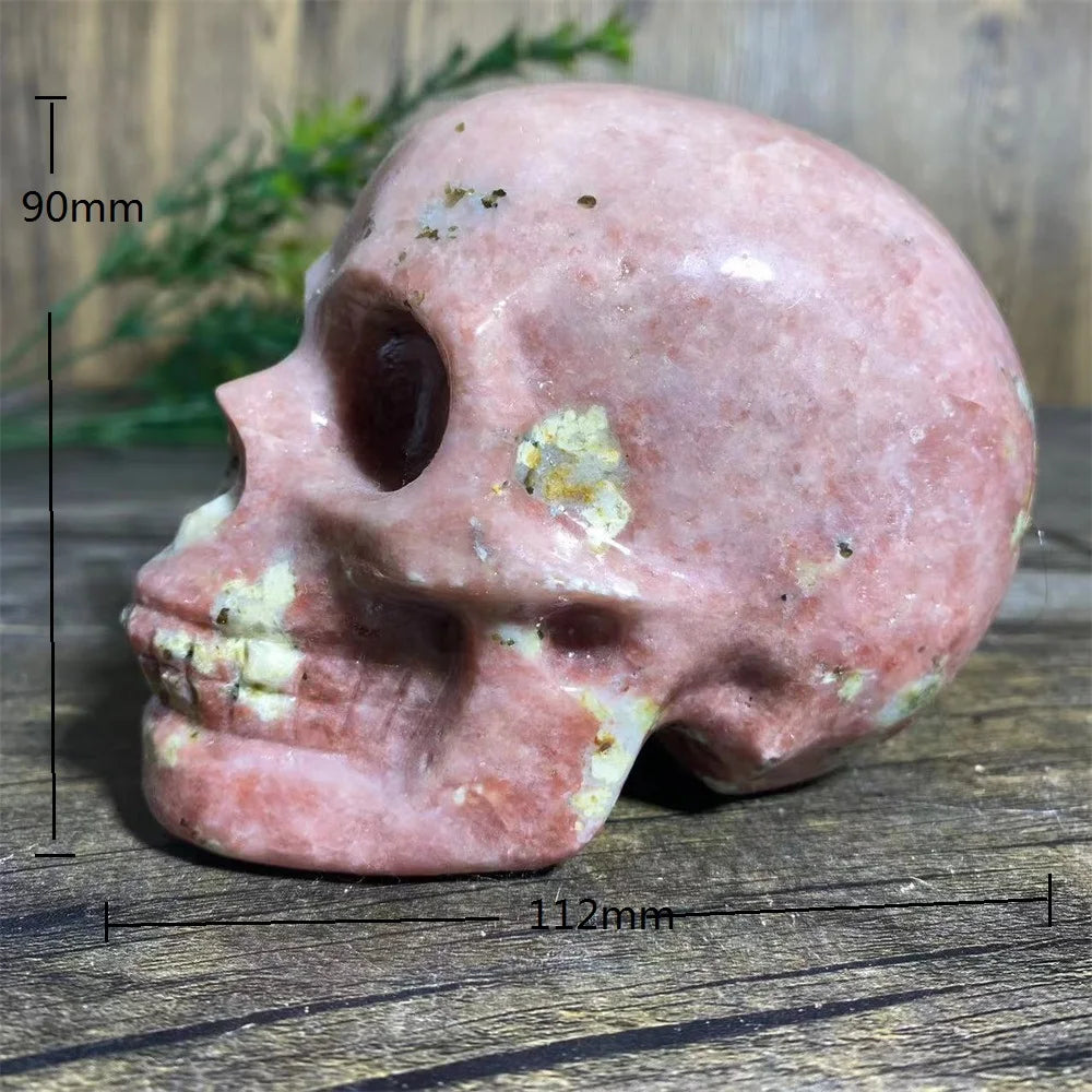 Crystal Natural Green Red Tourmaline Skull Carving Stone Reiki Beauty Quartz High Quality Healing Stones Decoration Mineral-ToShay.org