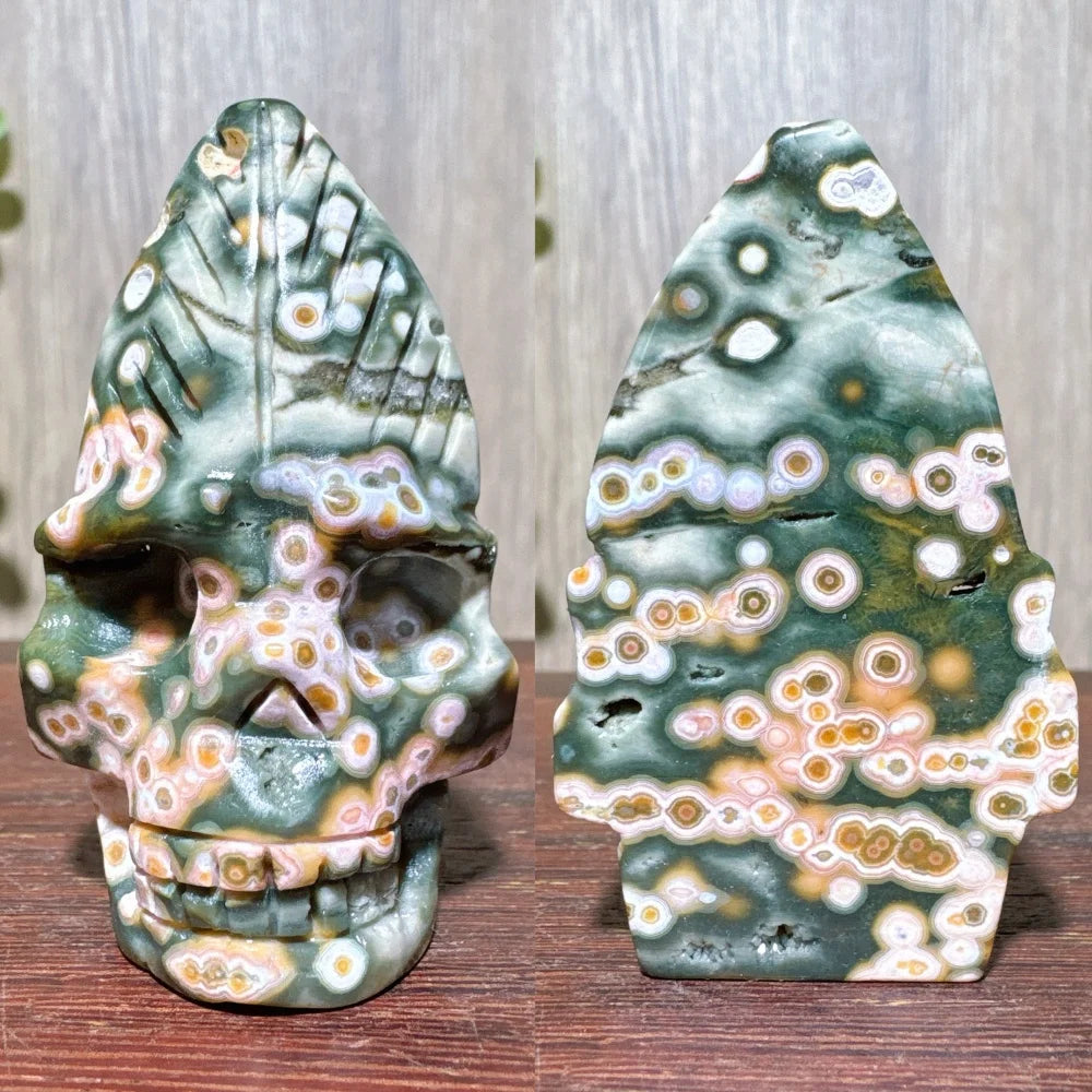 Green Ocean Jasper Skull-ToShay.org