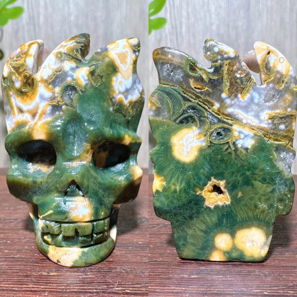 Green Ocean Jasper Skull-ToShay.org
