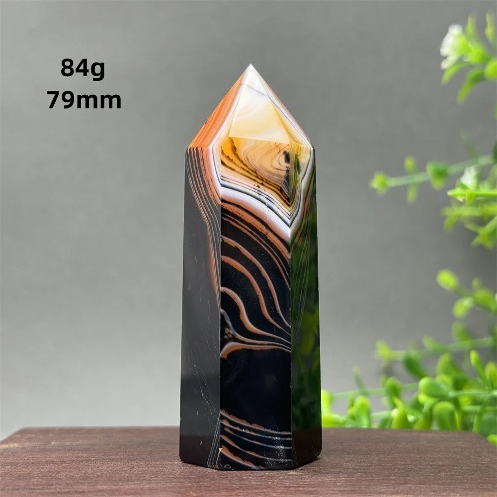 Black Red Agate Stripe Obelisk-ToShay.org