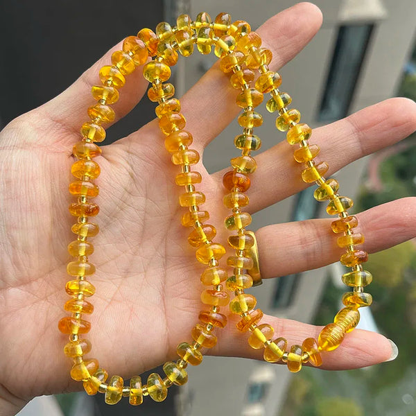 Yellow Amber Bead Necklace-ToShay.org