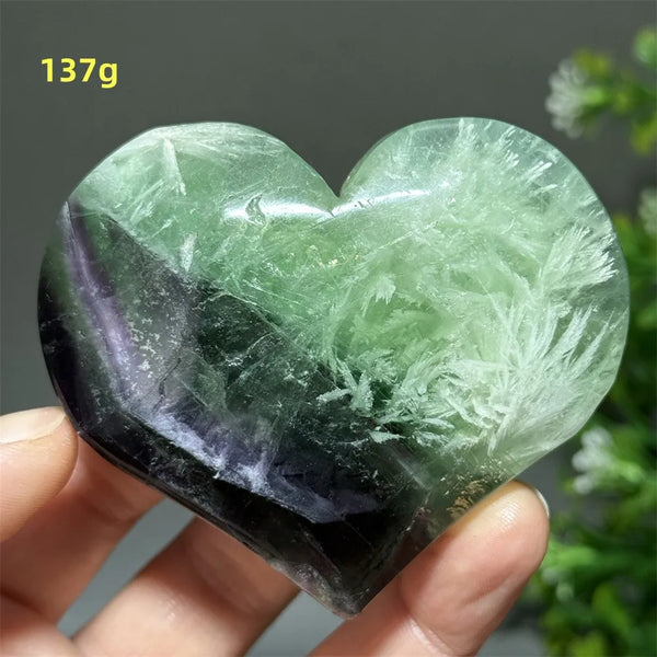 Green Feather Fluorite Heart-ToShay.org