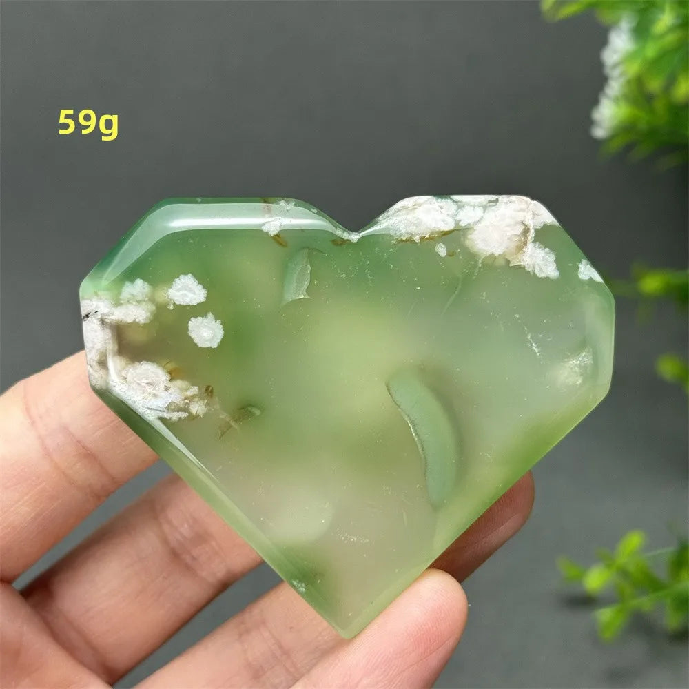 Green Cherry Blossom Agate Heart-ToShay.org