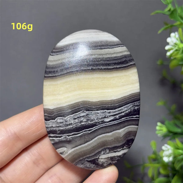Grey Striped Calcite Palm Stone-ToShay.org