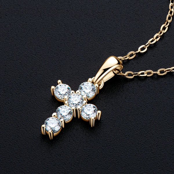 Silver Diamond Cross Pendant-ToShay.org