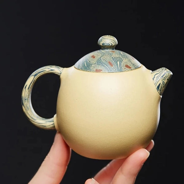 Yellow Clay Dragon Egg Teapot-ToShay.org