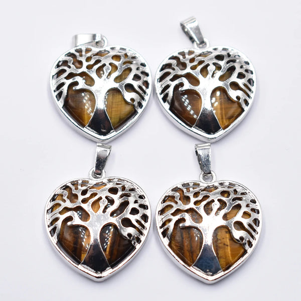 Mixed Crystal Tree Heart Pendants-ToShay.org