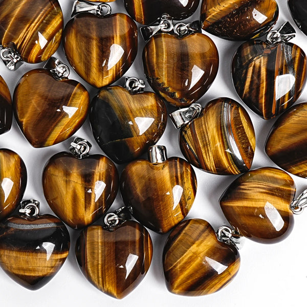 Yellow Tiger Eye Heart Pendants-ToShay.org
