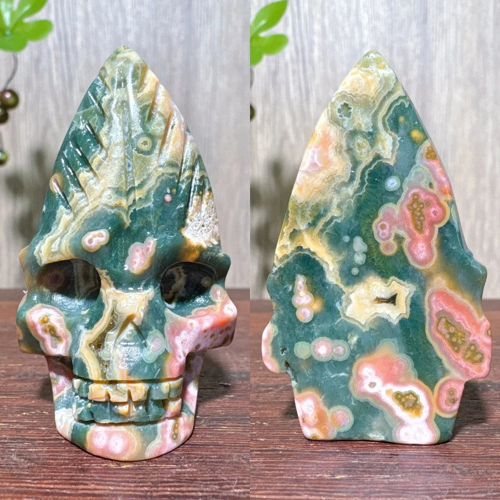 Green Ocean Jasper Skull-ToShay.org