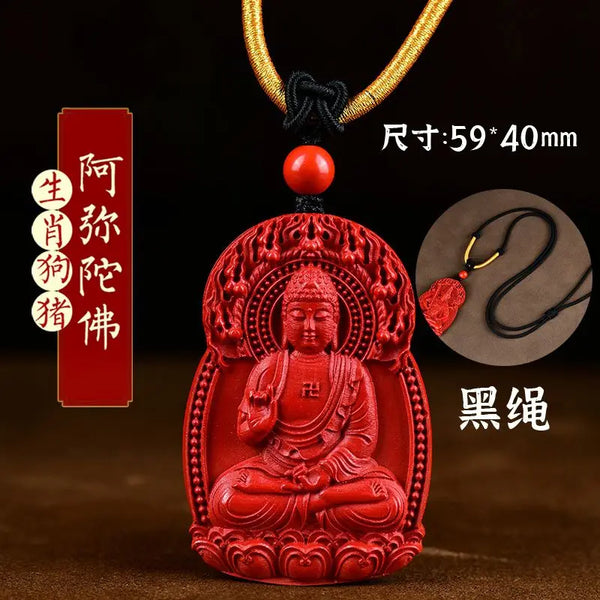 Red Cinnabar Buddha Pendant-ToShay.org