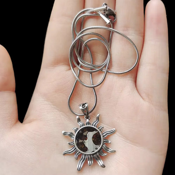 Olive Meteorite Silver Pendant-ToShay.org